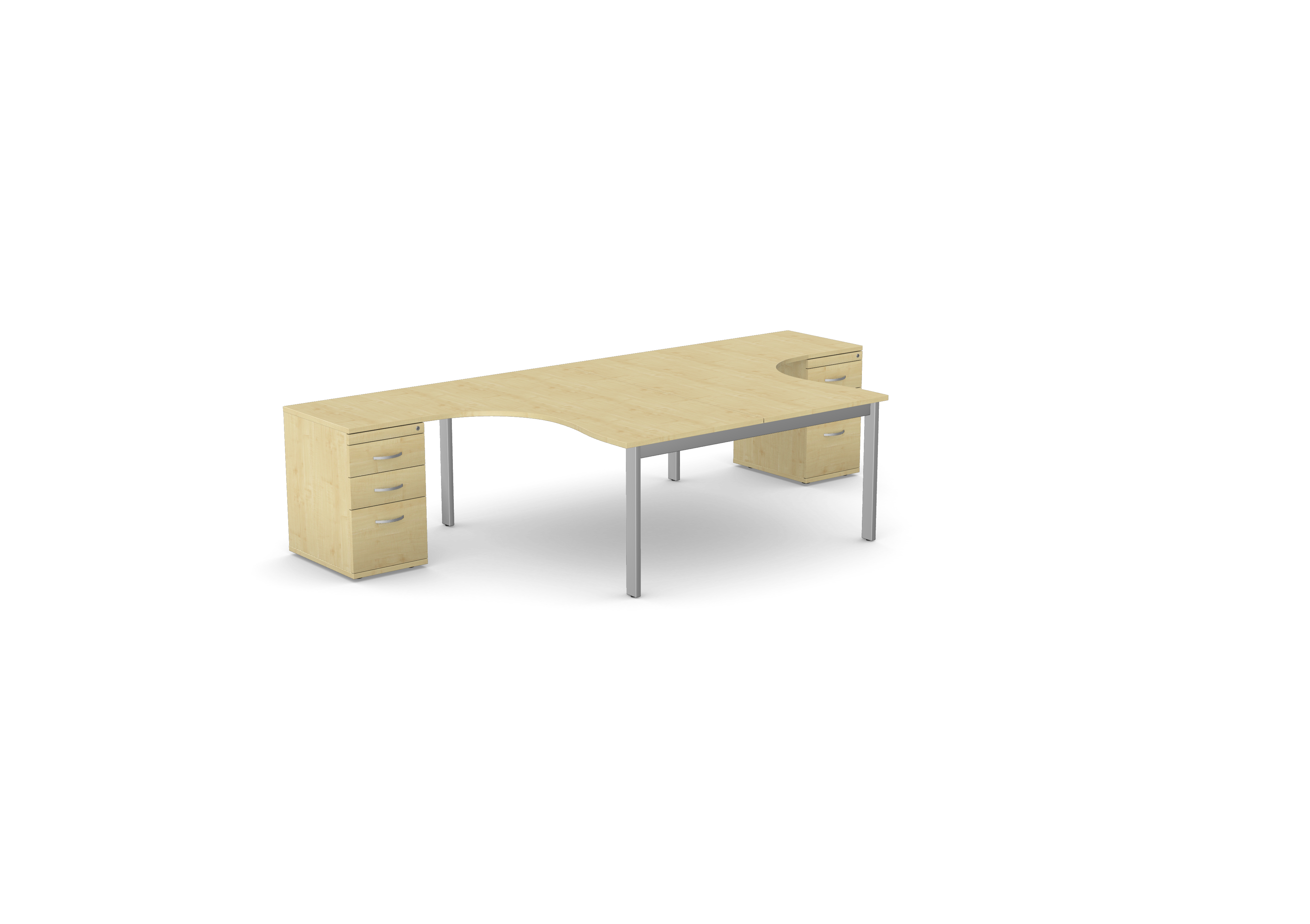 Switch 2 Person Crescent Desk & Desk High Pedestal, Open Leg
