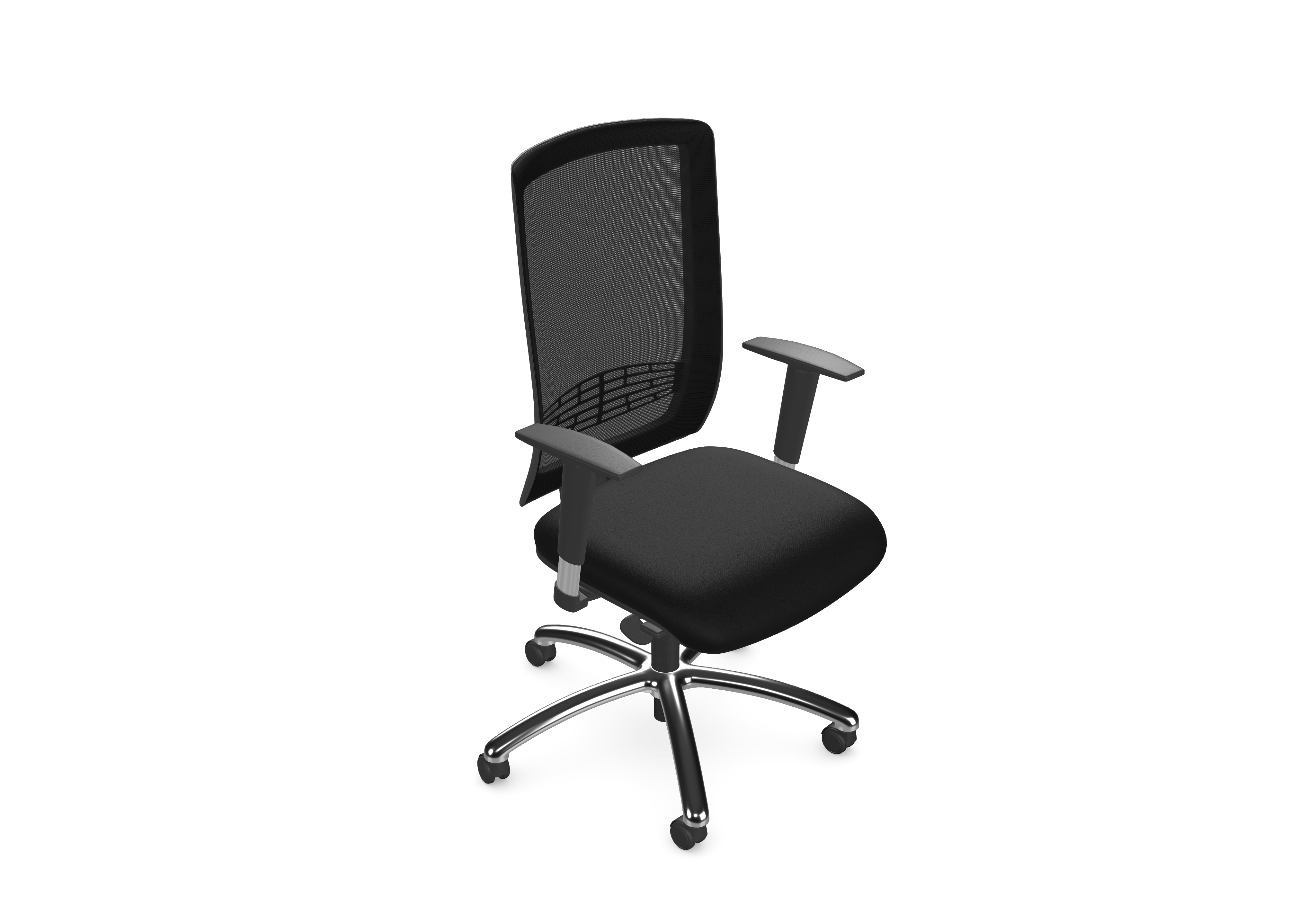 Begin Black Swivel Chair, Mesh Backrest, Chrome Base, Seat Slide, Lumbar Support, Vario Adjustable Arms