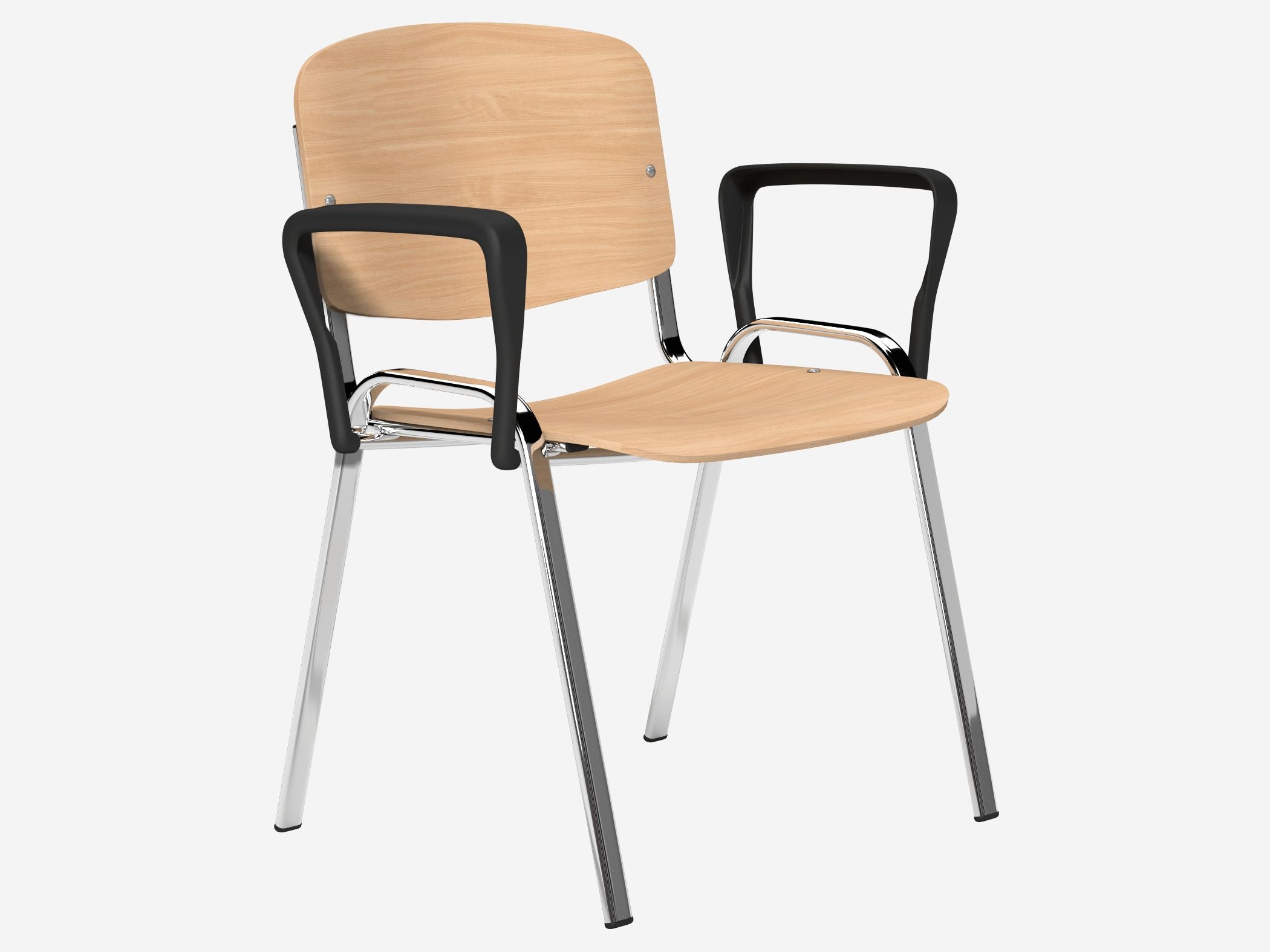 OI Series Beech Wood Chair, Chrome Frame