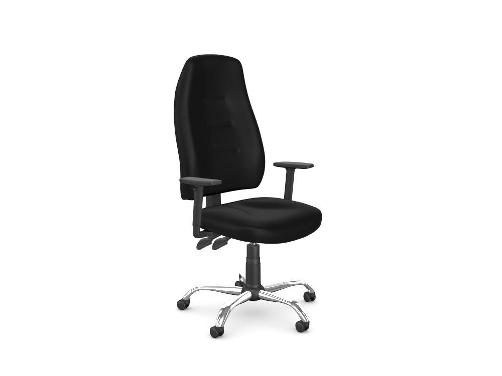 Positura Swivel 3 Lever Chair, Chrome Base, Adjustable Step PU Arms with Sliding Tops