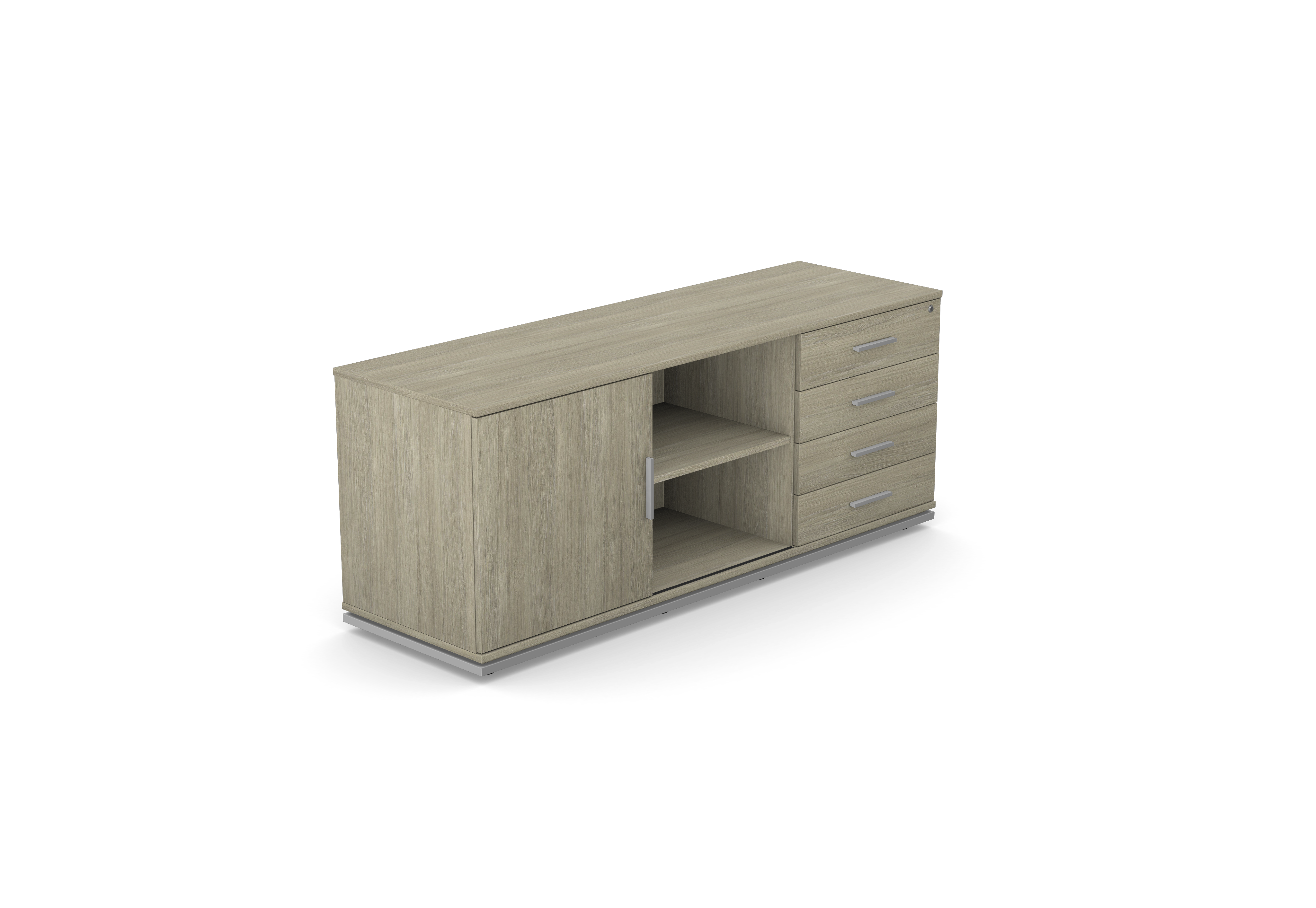 Blog/Trio Side Cabinet 1600x500x650 (4 drawers, sliding door, shelves)