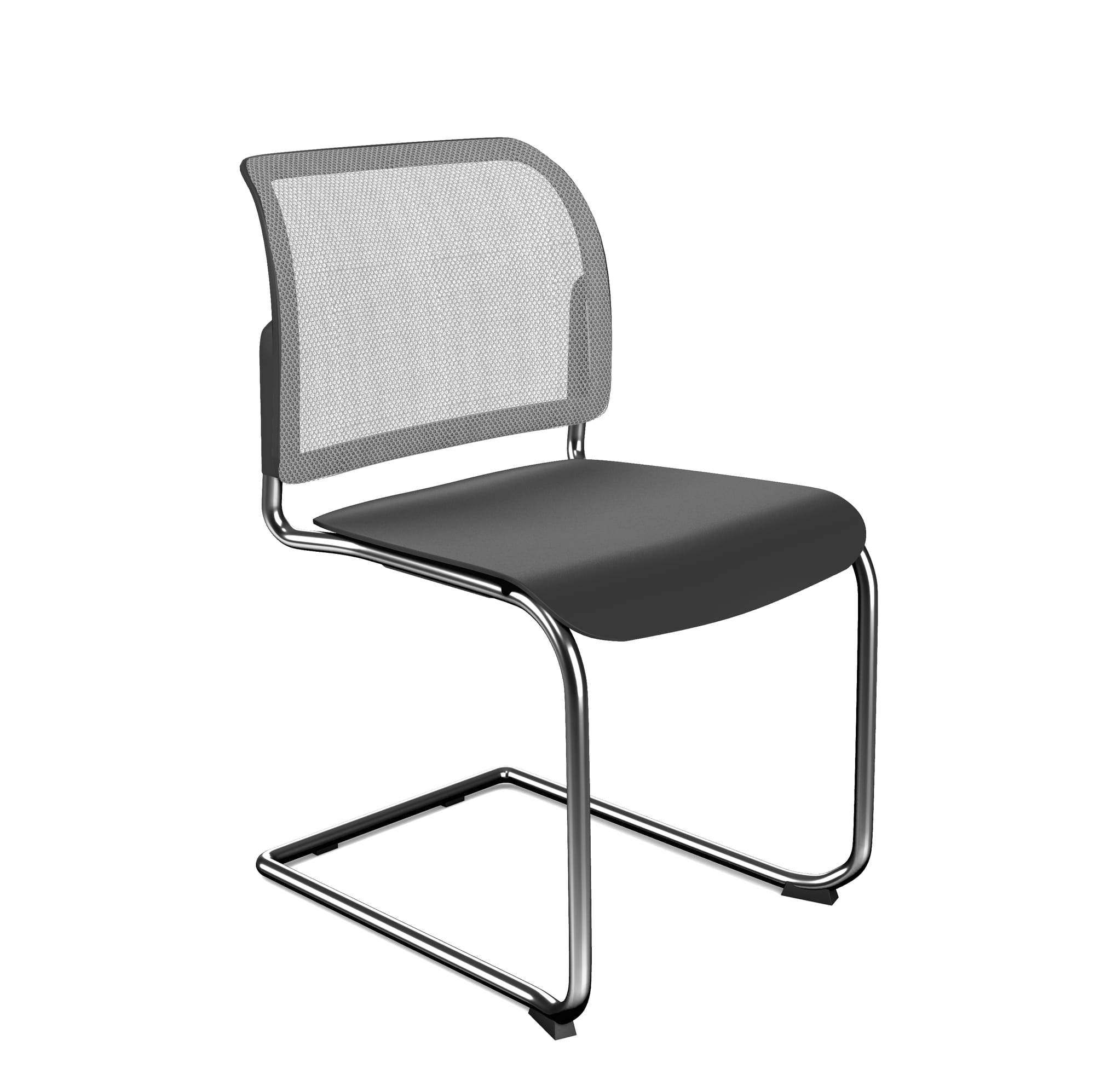 Bit Plastic Seat and Mesh Backrest Chair, Cantilever Frame - Model 555V
