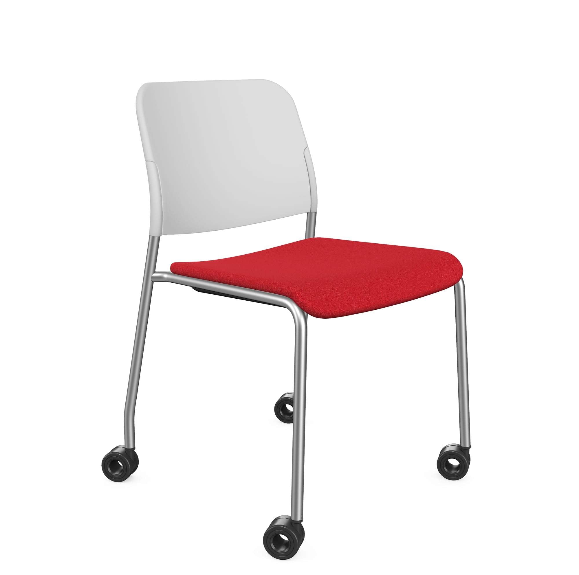 Zoo Upholstered Seat and Plastic Backrest Chair, 4-Legged Frame on Castors - Model 502HC