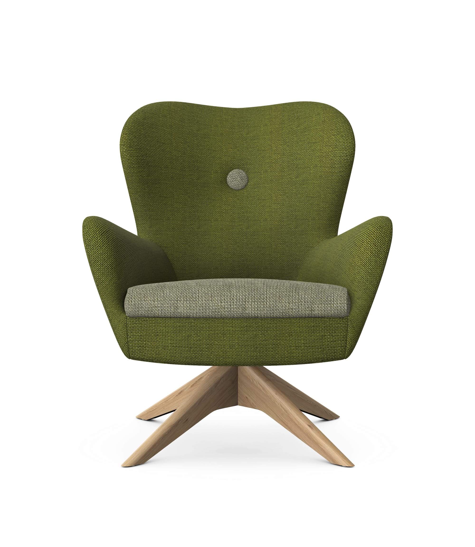 RUBI - Lounge Chair, Wooden Pyramidal Base